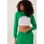 Kadın Oversize Crop Yeşil