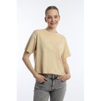 Kadin Oversize Fit Crop Tişört Bej