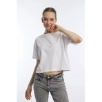 Kadin Oversize Fit Crop Tişört Beyaz