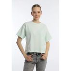 Kadin Oversize Fit Crop Tişört Yeşil