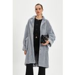 Kadın Oversize Kürk Kaban - Yumuşak Dokulu, Şık ve Modern Tasarım - Günlük ve Özel Kullanım için İdeal, Gri, 38