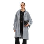 Kadın Oversize Kürk Kaban - Yumuşak Dokulu, Şık ve Modern Tasarım - Günlük ve Özel Kullanım için İdeal, Gri, 42