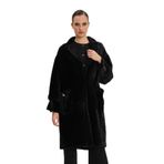 Kadın Oversize Kürk Kaban - Yumuşak Dokulu, Şık ve Modern Tasarım - Günlük ve Özel Kullanım için İdeal, Siyah, 44