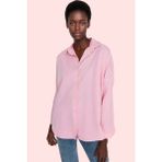 Kadın Oversize Pamuklu Dokuma Gömlek Basic Kalıp Günlük Kullanım Için Yaz Aylarının Vazgeçilmezi - 32 - Pembe