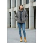 Kadın Oversize Peluş, Polar, Fermuarlı, Teddy Dik Yaka, Sıcak Tutucu Yumuşak Kışlık Ceket - Gri - Dropsuz - 2XL
