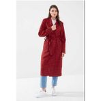 Kadın Oversize Trençkot – Kırmızı Ekose Desenli, Şık ve Modern