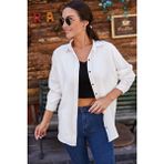Kadın Oversize Uzun Basic Gömlek - Beyaz - 40