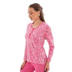 Kadın Pamuk Desenli Patlı Pembe Pijama Takımı 7021
