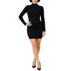 Kadın Pamuk Örme Likralı Kaşkorse Elbise – Balıkçı Yaka, Uzun Kollu, Slim Fit Günlük ve Şık Mini Elbise S/M