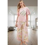 Kadın Pamuklu Çiçekli Pijama Takımı Rahat Ev Giyim Seti Özenle Seçilmiş Modern Stil