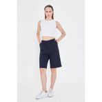Kadın Pamuklu Kapri Lacivert 7003-L - XL