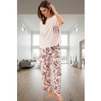 Kadın Pamuklu Leopar Desenli Pijama Takımı Rahat Ev Giyim Seti Mükemmel Uyum Yüksek Kalite