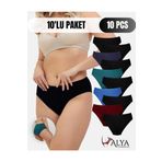 Kadın Pamuklu Renkli Bato / Hipster Slip Külot - Çok Renkli - 10'lu Paket