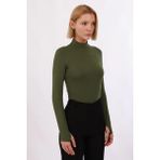 Kadın Parmak Detaylı Body - Haki - XL