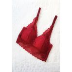 Kadın Pedli Bralet Sütyen Dantelli Soft Kap Büstiyer Bordo 85B
