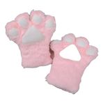 Kadın peluş kedi pençe eldivenleri, kapalı eldivenler, peluş rol yapma performansı sahne çifti (pembe)