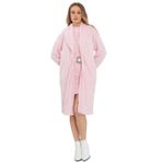 Kadın Peluş Şal Yaka Uzun Kol Relaxed Hırka-Sıfır Kollu Sade Mini Elbise 2'li Set (Pembe, M)