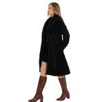 Kadın Peluş Şal Yaka Uzun Kol Relaxed Hırka-Sıfır Kollu Sade Mini Elbise 2'li Set (Siyah, L)