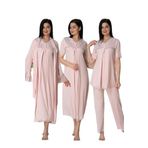 Kadın Pembe Hamile Lohusa Sabahlıklı Gecelik Pijama Takımı 4'lü Set, L, Effortt5036-19804IGP27193381