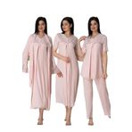 Kadın Pembe Hamile Lohusa Sabahlıklı Gecelik Pijama Takımı 4'lü Set, XL, Effortt5036-19804IGP27193384