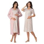 Kadın Pembe Hamile Lohusa Sabahlıklı Gecelik Takım 2'li Set, XL, Effortt8015-19804IGP27168031