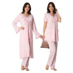 Kadın Pembe Hamile Lohusa Sabahlıklı Pijama Takımı, M, ES8024EF-89D0018310636