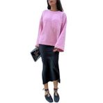 Kadın Pembe Oversize Yumoş Dokulu Kazak 7014