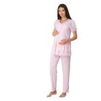 Kadın Pembe Pamuklu Hamile Lohusa Kısa Kollu Pijama Takımı Effort, S, EF8022-198IGP102500
