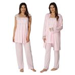 Kadın Pembe Sabahlıklı Hamile Lohusa Pijama Takımı, L, TYC00210307470-869DST0018110