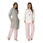 Kadın Pembe Sabahlıklı Hamile Lohusa Pijama Takımı, XL, B3090EF-19804IGP252091
