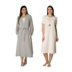 Kadın Pembe Tavşanlı Spor Sabahlıklı Hamile Lohusa Gecelik Takımı, L, HW2071EF-19804IGP261049