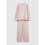 Kadın Pembe Viskoz Karışımlı Desenli Comfort Fit Pijama Takımı