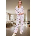 Kadın Penguen Desenli Kışlık Polar Pijama Takımı Regular Boru Paça Premium Kalite Konforlu Kesim