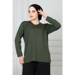 Kadın Penye Bluz - Yeşil - XL