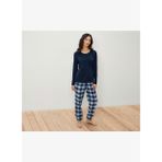 Kadın Pijama, Flanel, Mavi