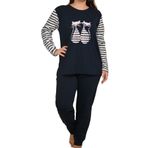 Kadın Pijama Takımı Uzun Kollu Cepli Pamuk Likralı LACİ