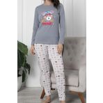 Kadın Pijama Takımı Uzun Kollu Pamuklu GRİ