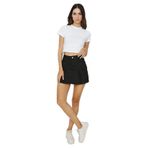 Kadın Pileli Cepli Mini Denim Etek Siyah 34