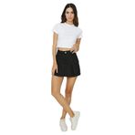 Kadın Pileli Cepli Mini Denim Etek Siyah 38