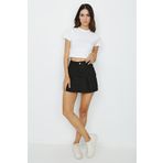 Kadın Pileli Cepli Mini Denim Etek Siyah 44