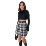 Kadın Pileli Ekose Mini Short Etek – Grunge Charm, siyah, m