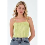 Kadın Piliseli Crop Yeşil