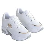 Kadın Platform Spor Ayakkabı, 7 CM Yüksek Taban, Altın Detaylı Sneaker, Günlük Rahat ve Şık, Siyah ve Beyaz (Beyaz, EU Ayakkabı Beden Sistemi, Yetişkin, Kadın, Sayısal, Orta, 39)