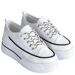 Kadın Platform Spor Ayakkabı, Kalın Taban Sneaker, 4 cm Yükseklik, Kanvas Malzeme, Günlük Kullanım, Modern Tasarım (Beyaz, EU Ayakkabı Beden Sistemi, Yetişkin, Kadın, Sayısal, Orta, 39)