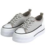Kadın Platform Spor Ayakkabı, Kalın Taban Sneaker, 4 cm Yükseklik, Kanvas Malzeme, Günlük Kullanım, Modern Tasarım (Gri, EU Ayakkabı Beden Sistemi, Yetişkin, Kadın, Sayısal, Orta, 38)