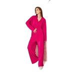 Kadın Pliseli Beli Lastikli Pantolon Tunik Gömlek Ikili Bürümcük Salaş Takım 3573330 Fuşya 40
