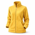 Kadın Polar Kanguru Cepli Fermuarlı – Yumuşak Dokulu, Dik Yaka, Günlük & Outdoor Kullanım, Kışlık Polar Sweatshirt (Sarı, XL)