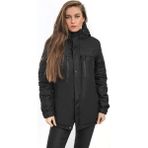 Kadın Polarlı Kürklü Su ve Rüzgar Geçirmez Kapüşonlu Kışlık Mont & Kaban & Parka - Siyah - 2XL