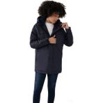 Kadın Polarlı Su ve Rüzgar Geçirmez Kapüşonlu Kışlık Mont Kaban Parka - Lacivert - 2XL