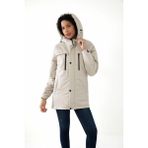 Kadın Polarlı Su ve Rüzgar Geçirmez Kapüşonlu Kışlık Mont Kaban Parka - Taş - XL